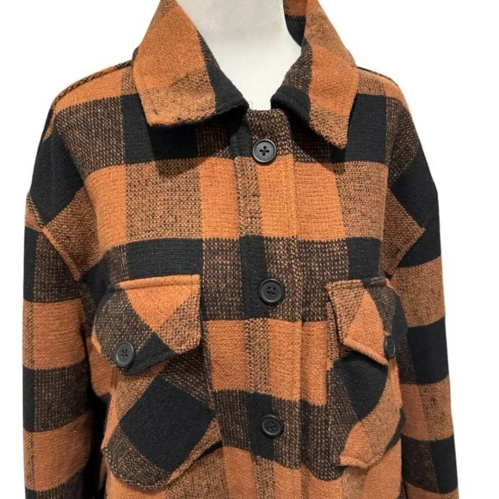 NWT RDI Orange & Black Plaid Jacket XL